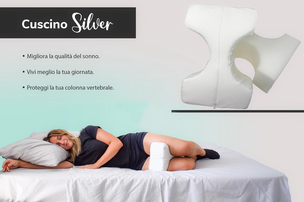 Cuscino Posturale Silver per Sciatalgia Gambe Schiena in Poliuretano Bianco